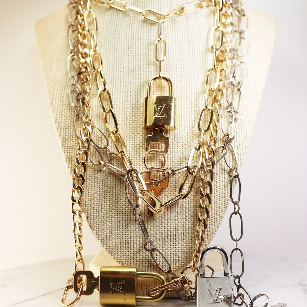 Louis Vuitton Lock Necklace with Gold Tone Chain - Picture 5 of 16